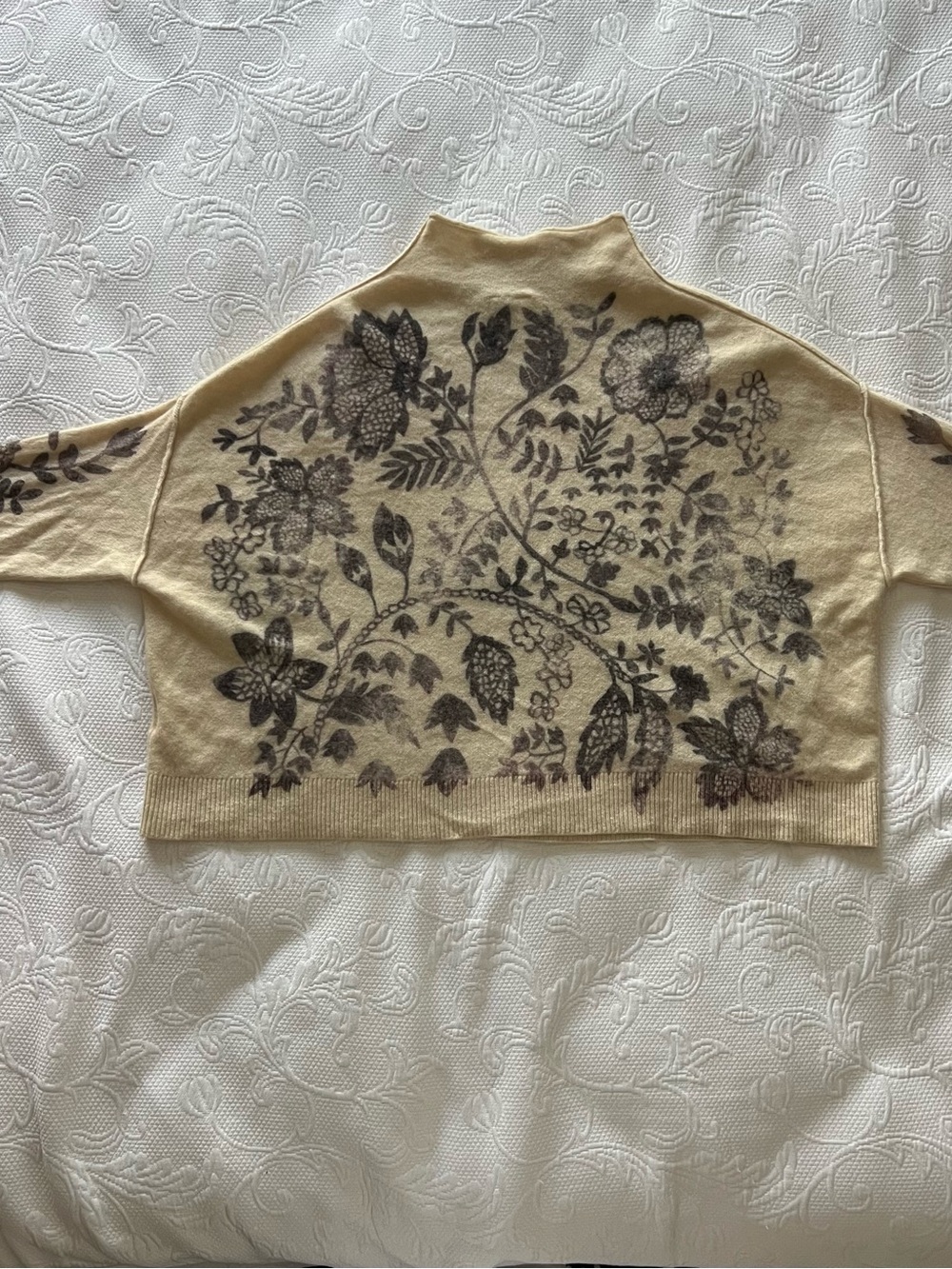 anthropologie pilcro pure cashmere sweater womens size s alani floral mock neck - Picture 11 of 12
